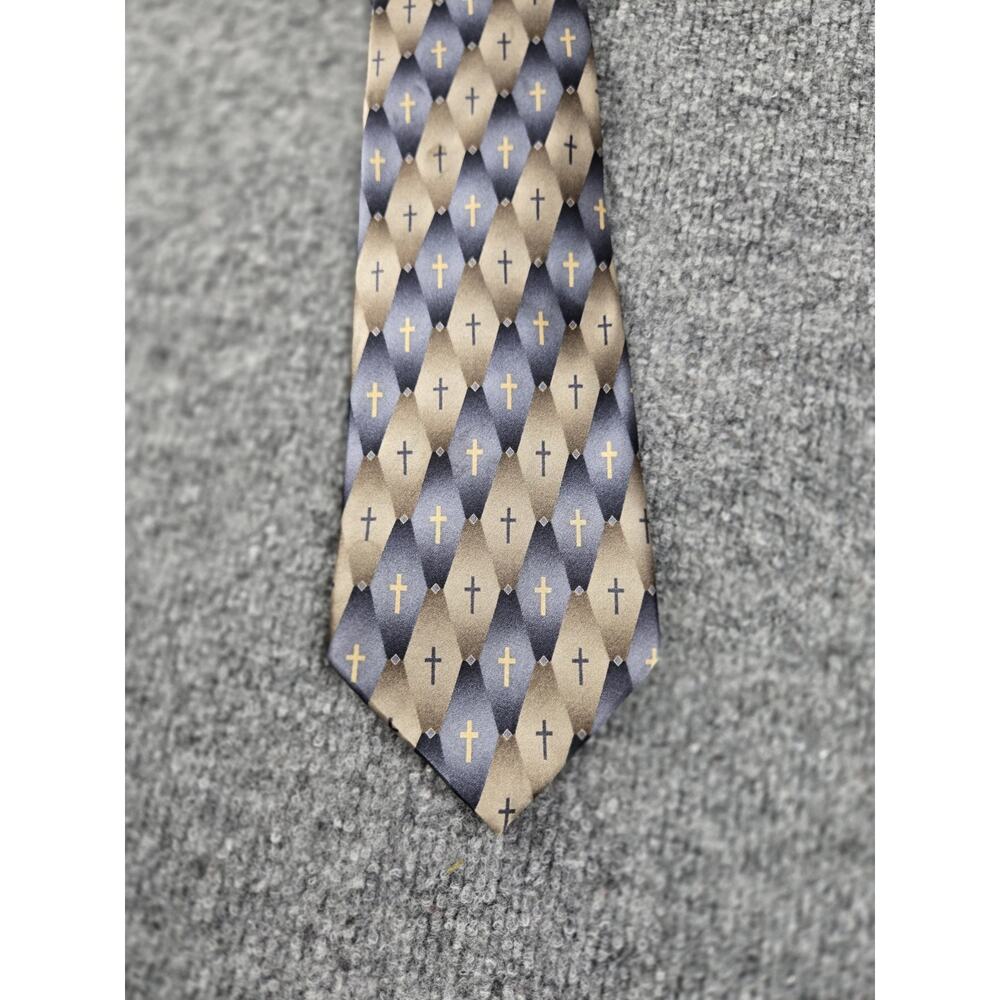Vintage Eagles Wings Religious Cross Christian Silk Tie #467